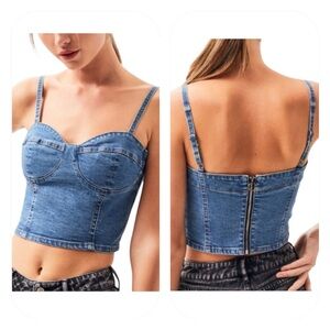PacSun M denim bustier crop top